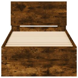 Berkfield Home Bed Frame with Headboard Smoked Oak 90x190 cm Single Engineered wood in Brown - thumbnail 5