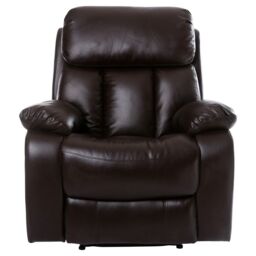 More4Homes Chester Bonded Leather Manual Recliner Chair with Heat & Massage in Brown - thumbnail 2