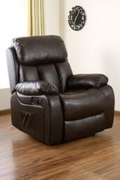 More4Homes Chester Bonded Leather Manual Recliner Chair with Heat & Massage in Brown