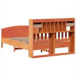 Berkfield Home Bookcase Bed without Mattress Wax Brown 160x200cm Solid Wood Pine - Size: 160x200 cm - thumbnail 6
