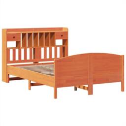 Berkfield Home Bookcase Bed without Mattress Wax Brown 160x200cm Solid Wood Pine - Size: 160x200 cm - thumbnail 3