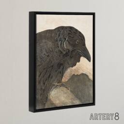 "Artery8 Old Crow Bird Painting Framed Canvas Wall Art Print van Hoytema in Brown - Size: W12"" x H16""" - thumbnail 2