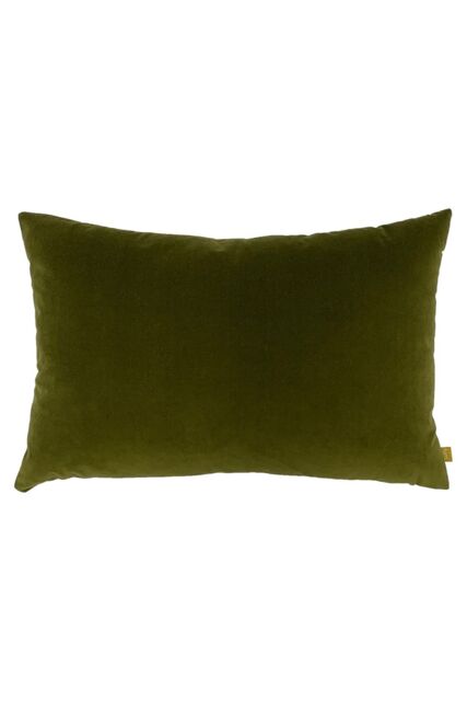 Furn Contra Soft Velvet Contrast Coloured Reverse Cushion in Olive - Size: 40 cm x 60 cm - image 1