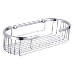 Showerdrape Clasico Wall Mounted Stainless Steel Chrome Oval Basket in Silver - thumbnail 4