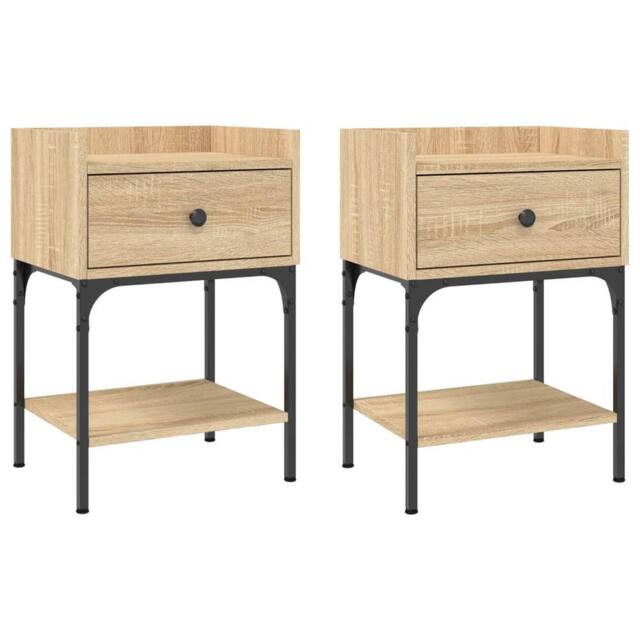 Berkfield Home Bedside Tables 2 pcs Sonoma Oak 40.5x31x60 cm Engineered Wood in Light Brown - image 1