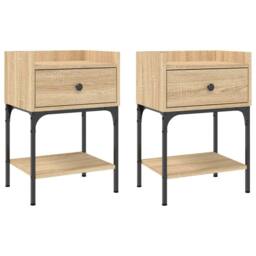 Berkfield Home Bedside Tables 2 pcs Sonoma Oak 40.5x31x60 cm Engineered Wood in Light Brown - thumbnail 1