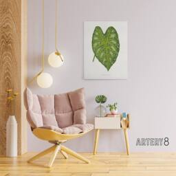 "Artery8 AF Lydon Benjamin Fawcett Caladium Mirabile Leaf Canvas Wall Art Print in White - Size: W12"" x H16""" - thumbnail 3