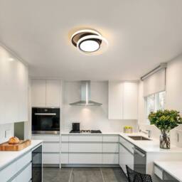 Goeco LED Ceiling Light, Modern, Round Lamp for Bedrooms, Bathrooms, 3000 K in Black - thumbnail 8