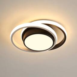 Goeco LED Ceiling Light, Modern, Round Lamp for Bedrooms, Bathrooms, 3000 K in Black - thumbnail 1