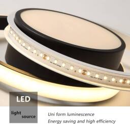 Goeco LED Ceiling Light, Modern, Round Lamp for Bedrooms, Bathrooms, 3000 K in Black - thumbnail 7