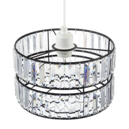 Happy Homewares Modern Chic Double Tier Pendant Shade with Clear Acrylic Prisms in Black - thumbnail 3