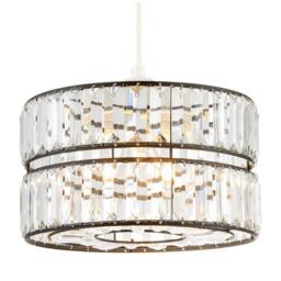 Happy Homewares Modern Chic Double Tier Pendant Shade with Clear Acrylic Prisms in Black - thumbnail 2