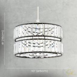 Happy Homewares Modern Chic Double Tier Pendant Shade with Clear Acrylic Prisms in Black - thumbnail 7
