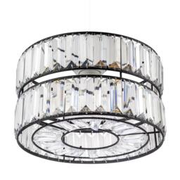 Happy Homewares Modern Chic Double Tier Pendant Shade with Clear Acrylic Prisms in Black - thumbnail 4