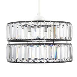 Happy Homewares Modern Chic Double Tier Pendant Shade with Clear Acrylic Prisms in Black - thumbnail 5