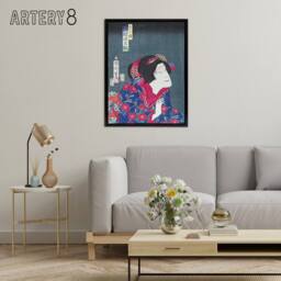 "Artery8 Princess Kiyo Actress Portrait Framed Canvas Wall Art Print Kunichika - Size: W12"" x H16""" - thumbnail 3