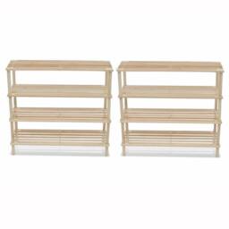 Berkfield Home Durable 4-Tier Shoe Racks 2 pcs Solid Fir Wood in Beige - thumbnail 2