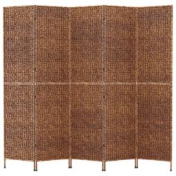 Berkfield Home Room Divider 5-Panel Brown 205x180 cm Water Hyacinth - thumbnail 3