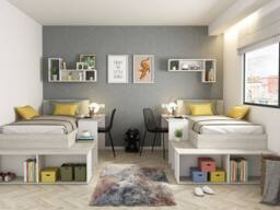 Vente-unique Combination Bed 90 X 200 Cm With Storage & Desk - Natural & White in Light Oak - Size: Single - thumbnail 9