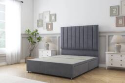 "Comfort Beds Tokyo Plush Divan Base 2 Drawers Right Side - 26"" Headboard in Dark Grey - Size: Small Single" - thumbnail 2