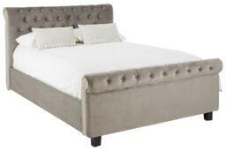 Orsina Elegant Steel Shade Kingsize Ottoman Bed, Velvet in Brown - Size: King - thumbnail 3
