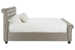 Orsina Elegant Steel Shade Kingsize Ottoman Bed, Velvet in Brown - Size: King - thumbnail 2