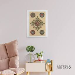 "Artery8 Vintage Stylised Rose Flower Pattern Audsley Canvas Wall Art Print in Orange - Size: W12"" x H16""" - thumbnail 3