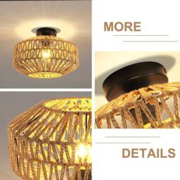 Pheashine Black Bamboo Woven Ceiling Lamp 30cm E27 Natural Modern in Brown - thumbnail 3