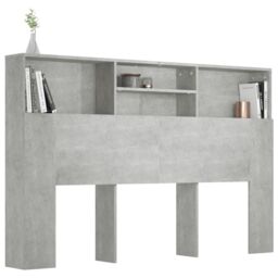 Berkfield Home Headboard Cabinet Concrete Grey 160x19x103.5 cm - thumbnail 4