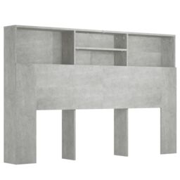 Berkfield Home Headboard Cabinet Concrete Grey 160x19x103.5 cm - thumbnail 2