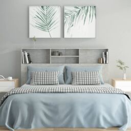 Berkfield Home Headboard Cabinet Concrete Grey 160x19x103.5 cm - thumbnail 3