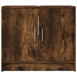 Berkfield Home Sink Cabinet Smoked Oak 63x29x55 cm Engineered Wood in Brown - Size: 63 x 29 x 55 cm - thumbnail 4
