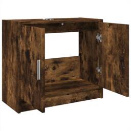 Berkfield Home Sink Cabinet Smoked Oak 63x29x55 cm Engineered Wood in Brown - Size: 63 x 29 x 55 cm - thumbnail 5