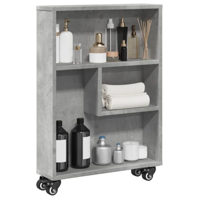 Berkfield Home Narrow Storage Trolley Concrete Grey 48x13x68 cm Engineered Wood - Size: 48 x 13 x 68 cm - image 1