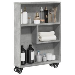 Berkfield Home Narrow Storage Trolley Concrete Grey 48x13x68 cm Engineered Wood - Size: 48 x 13 x 68 cm