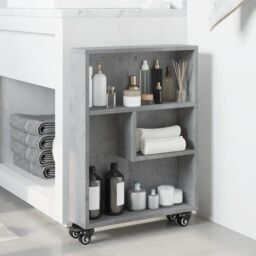 Berkfield Home Narrow Storage Trolley Concrete Grey 48x13x68 cm Engineered Wood - Size: 48 x 13 x 68 cm - thumbnail 3