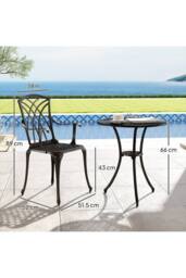 ERGOVEXA 3 Pieces Garden Dining Set, Bronze Tone - thumbnail 2