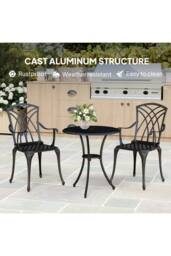 ERGOVEXA 3 Pieces Garden Dining Set, Bronze Tone - thumbnail 3
