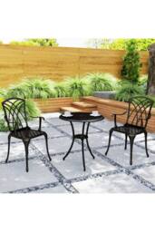 ERGOVEXA 3 Pieces Garden Dining Set, Bronze Tone - thumbnail 6
