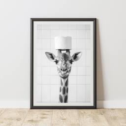 60 SECOND MAKEOVER Giraffe Toilet Roll On Head Quirky Animal Print - Size: A4 - thumbnail 1