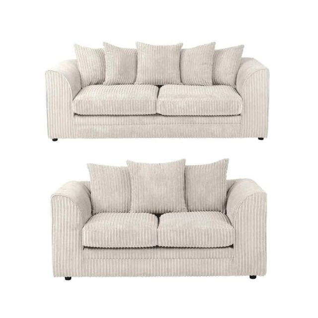 Furniture 786 Chicago Jumbo Cord 3&2 Seater Sofa Set in Ivory - image 1
