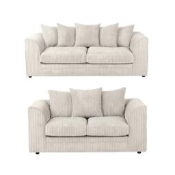Furniture 786 Chicago Jumbo Cord 3&2 Seater Sofa Set in Ivory