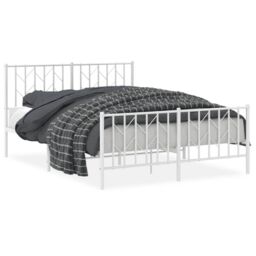 Berkfield Home Metal Bed Frame without Mattress with Footboard¬†White 140x190cm in White - Size: 140x190 cm - thumbnail 2