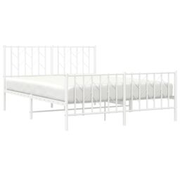 Berkfield Home Metal Bed Frame without Mattress with Footboard¬†White 140x190cm in White - Size: 140x190 cm - thumbnail 3