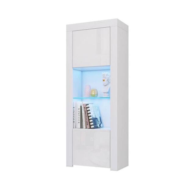 SPETLEK LED Display Cabinet White Matt Body & White High Gloss Doors - image 1