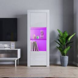 SPETLEK LED Display Cabinet White Matt Body & White High Gloss Doors - thumbnail 3