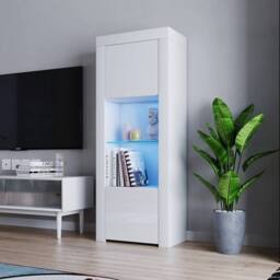 SPETLEK LED Display Cabinet White Matt Body & White High Gloss Doors - thumbnail 4