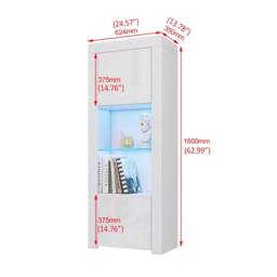 SPETLEK LED Display Cabinet White Matt Body & White High Gloss Doors - thumbnail 2
