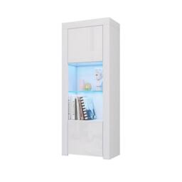 SPETLEK LED Display Cabinet White Matt Body & White High Gloss Doors - thumbnail 1