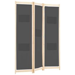 Berkfield Home 3-Panel Room Divider Grey 120x170x4 cm Fabric - Size: 120 x 170 x 4 cm - thumbnail 3